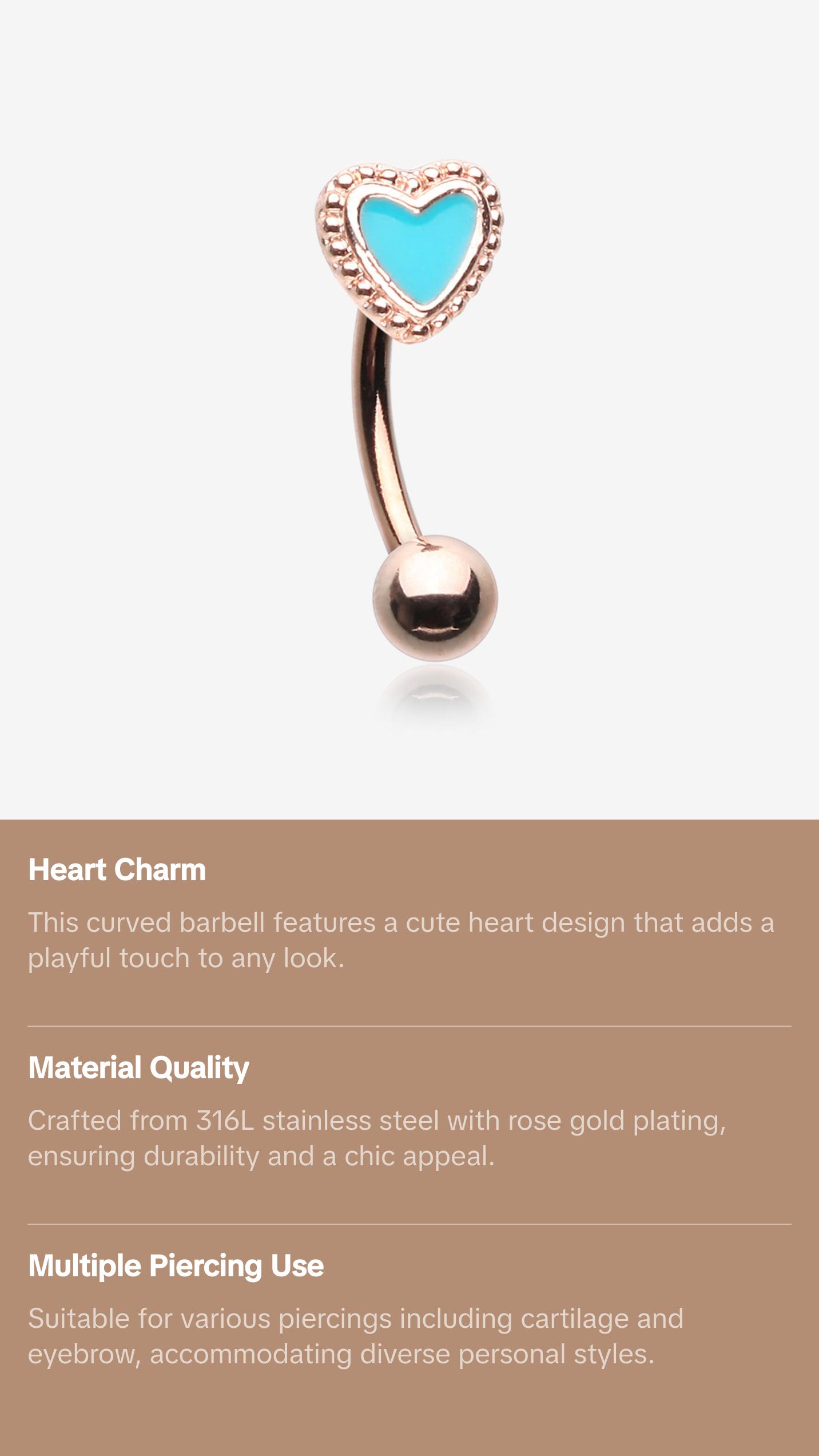Rose Gold Adorable Heart Curved Barbell