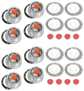 8 Pack of TORQUE Hubcap 3434009 Aluminum Hub Cap with 8 PCS Hub Seal Side Plugs & 8 PCS Gaskets for Trailer Axle (Replaces Stemco 343-4009, 3434009, SKF 1643, 1743, 1843)