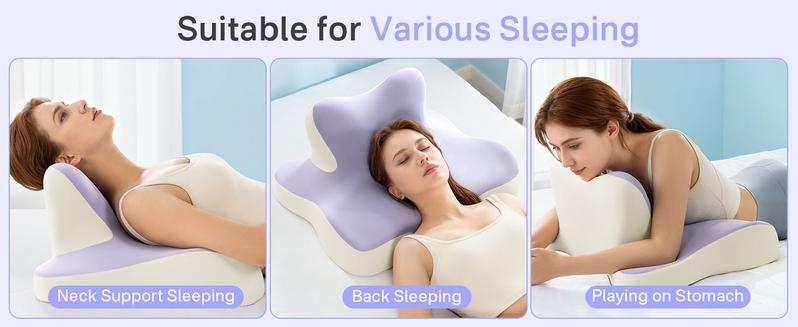 Sonoro Kate Ergonomic Multi Functional Memory Foam Cushion Contoured Support Cervical  Pillow for Lying Leaning&Phone Use Neck&Shoulder Pain Relief with Washable Cover
