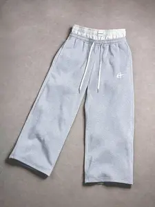 Fashion fake two-piece double waisted pants set with double-layer design soft, smooth, flowy casual pants wear-resistant, lightweight casual sport pants; minimalist streetwear style with durable, abrasion-resistant stretchy fabric