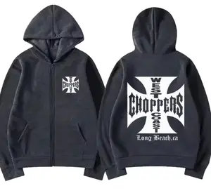 Paul Walker Shirt West Coast Choppers Vintage print Hoodie Men Women fashion Tops Hip Hop Coat Zip Up Jacket streetwear