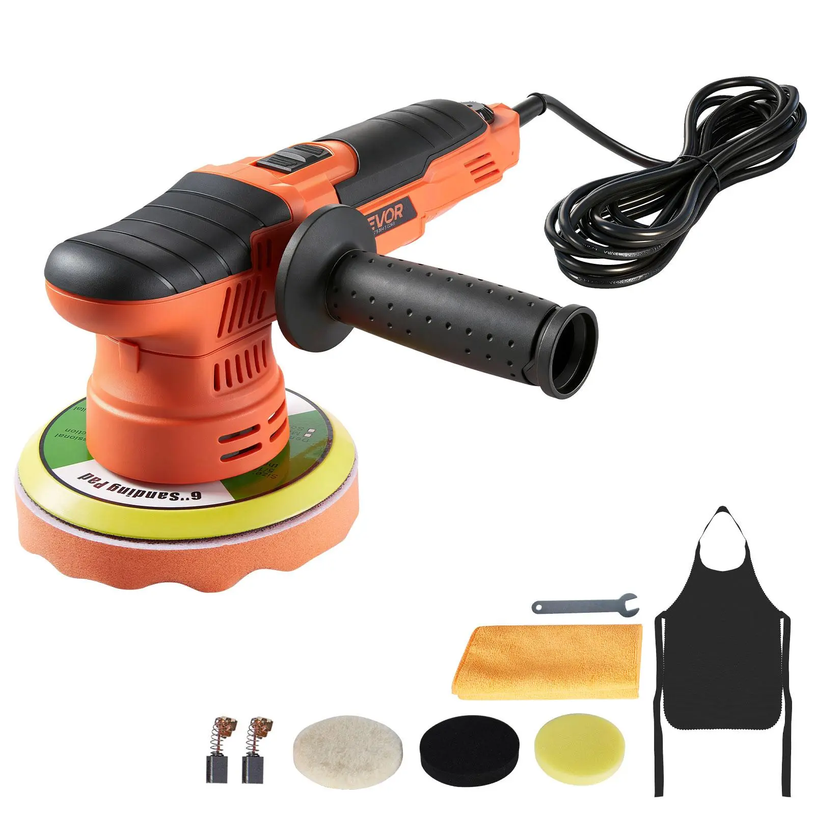 【summerfinds】VEVOR Car Buffer Polisher, 6-Inch Dual Action Polisher Buffer Waxer, 650W 6 Variable Speeds 2000-6800RPM Random Orbital Polisher Kit for Cars Detailing, Waxing, Polishing