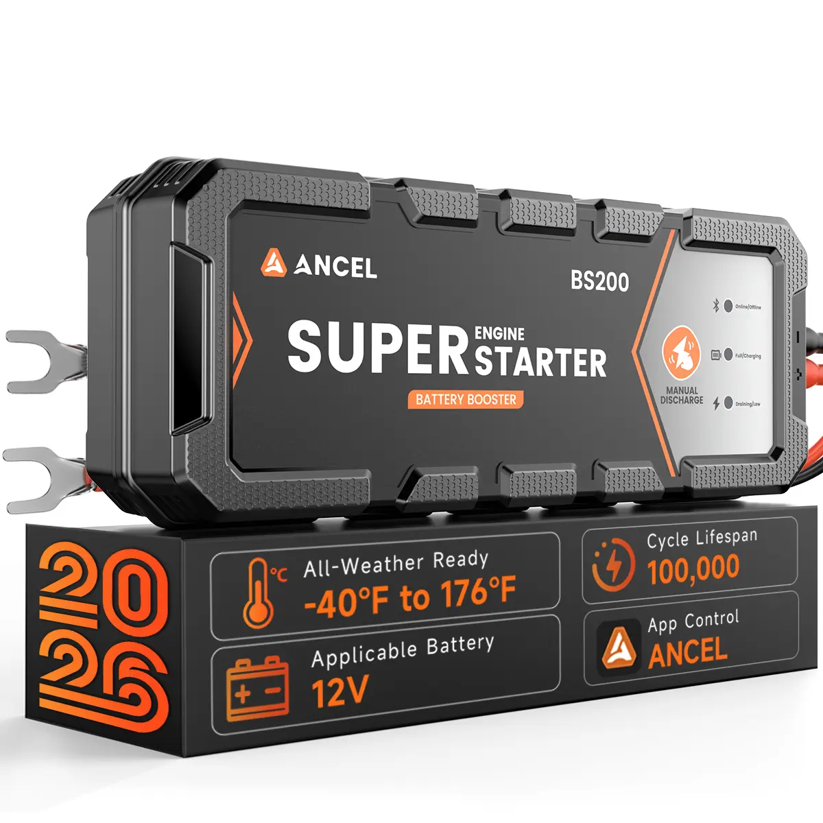 ANCEL BS200 Super Starter for 12V Battery Instant Start Smart App Monitoring Extreme Weather Ready Supercapacitor Technology Fast Charging,car accessories