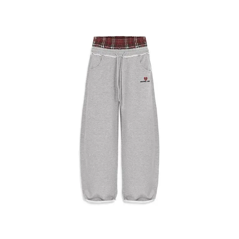 casual outfits women  Plaid Patchwork Sweatpants Super Loose Sweatpants Menswear Man