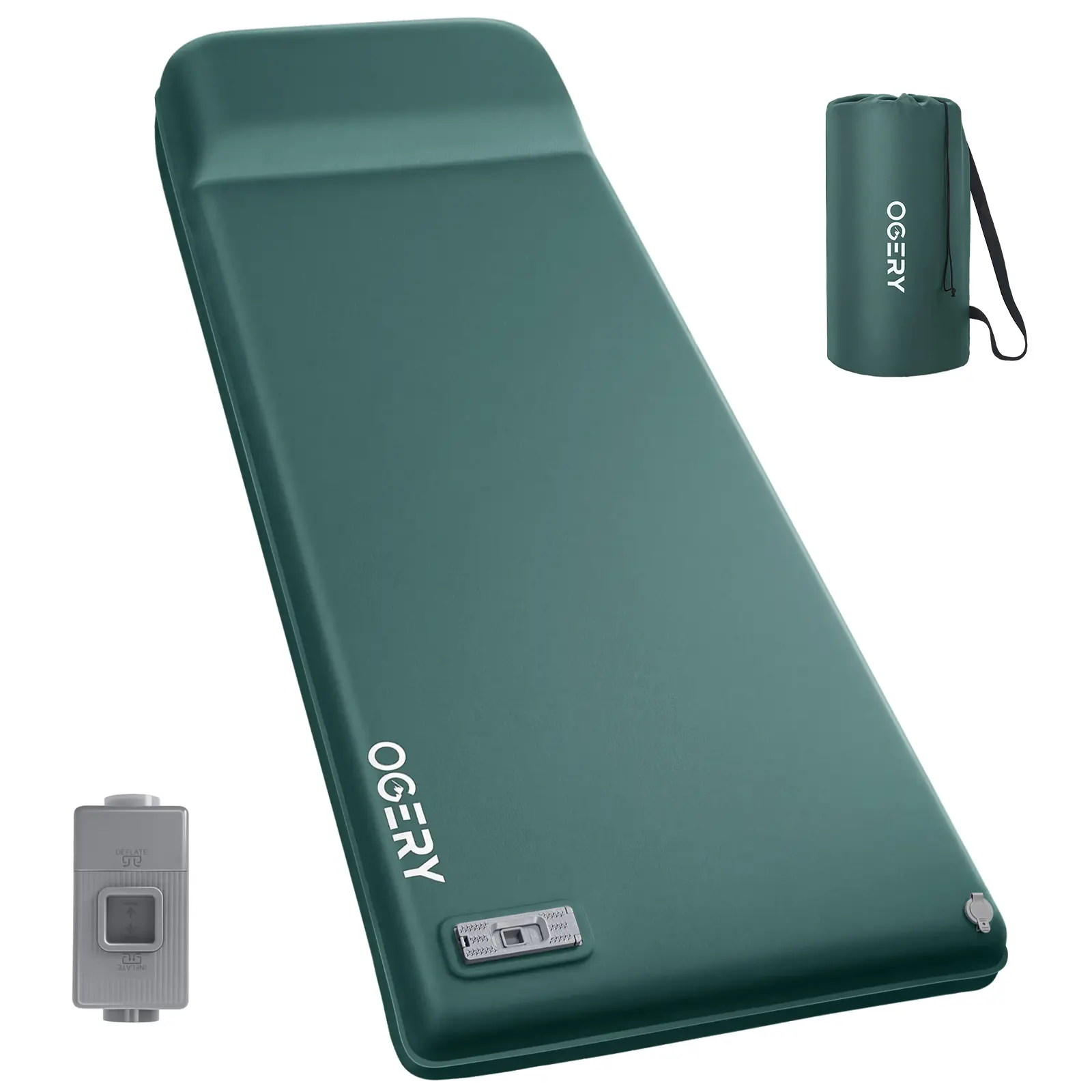 OGERY Self Inflating Sleeping Pad - 3.15" Ultra-Thick Memory Foam, Electric & Foot Pumps, Built-in Pillow, Quiet Lightweight Insulated Tear-Resistant Portable Camping Hiking Mat, 4-Season Tent Travel Car Essentials