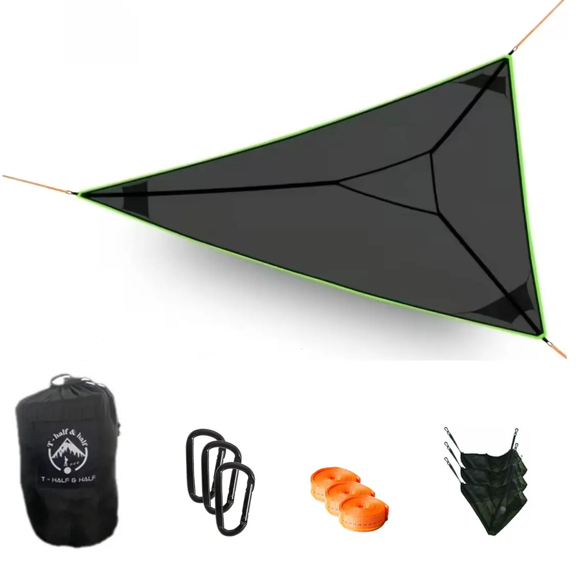 Triangle Hammock, 9ft Triangle Camping Hammock, with 3 Straps/Net Pockets/Carabiners and Storage Bags, Multi Person Portable Hammock for Adults Kids,for Travel Backyard Outdoor Garden Camping