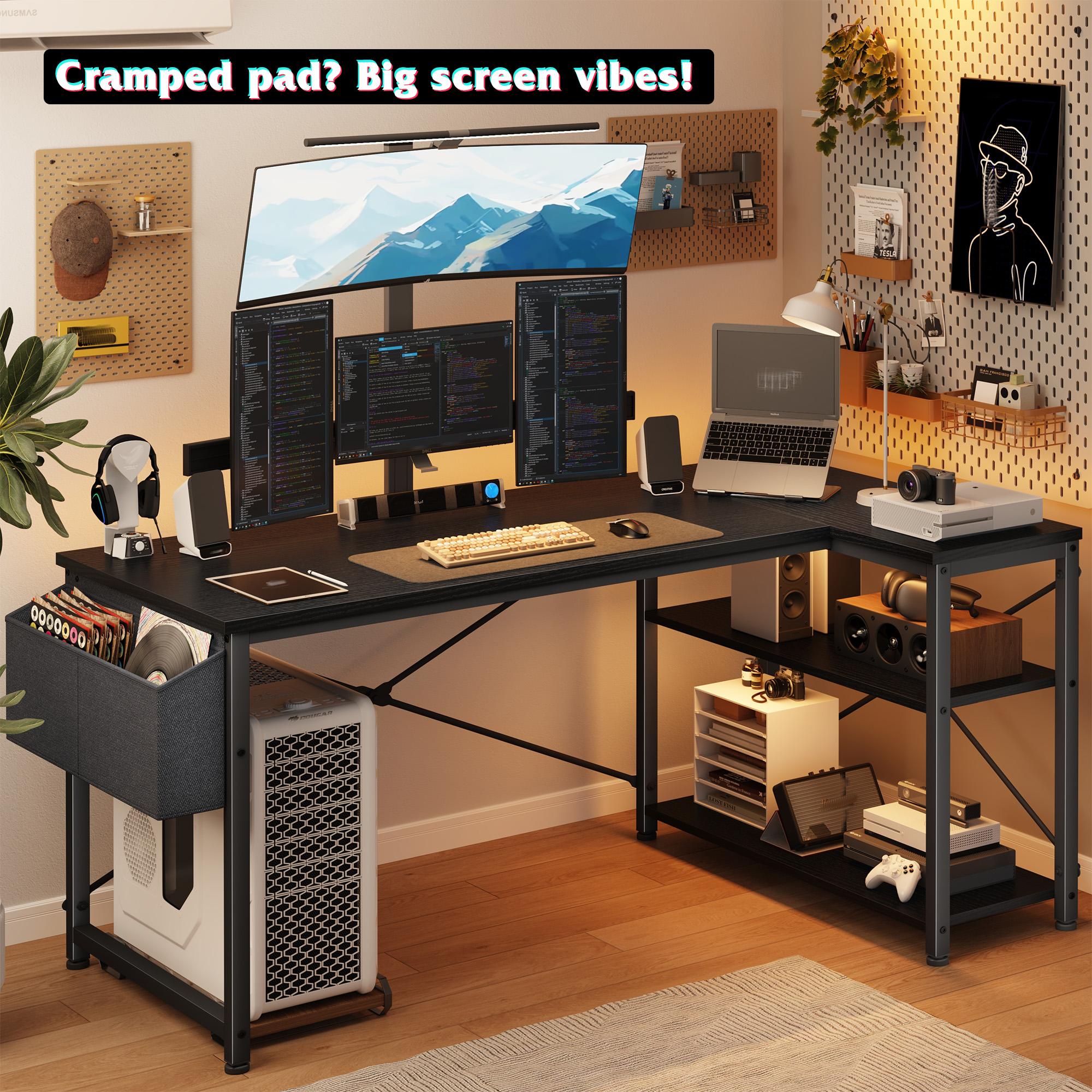 【Spring Glow up】Raybee 39"/47" L Shaped Gaming Desk Born for Dorm & Apartments, Sturdy Computer Desktop with Power Outlets,USB,Reversible Corner Table, Side Shelves & File Pocket for Home Office Use,Study desk for teenagers,Dorm Room Gaming Setup 【Spring Glow up】Raybee 39"/47" L Shaped Gaming Desk Born for Dorm & Apartments, Sturdy Computer Desktop with Power Outlets,USB,Reversible Corner Table, Side Shelves & File Pocket for Home Office Use,Study desk for teenagers,Dorm Room Gaming Setup