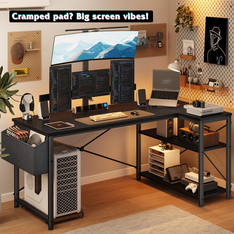 【Dorm Room Gaming Setup】Raybee 39"/47" L Shaped Gaming Desk Born for Dorm & Apartments, Sturdy Computer Desktop with Power Outlets,USB,Reversible Corner Table, Side Shelves & File Pocket for Home Office Use,Study desk for teenagers 【Dorm Room Gaming Setup】Raybee 39"/47" L Shaped Gaming Desk Born for Dorm & Apartments, Sturdy Computer Desktop with Power Outlets,USB,Reversible Corner Table, Side Shelves & File Pocket for Home Office Use,Study desk for teenagers