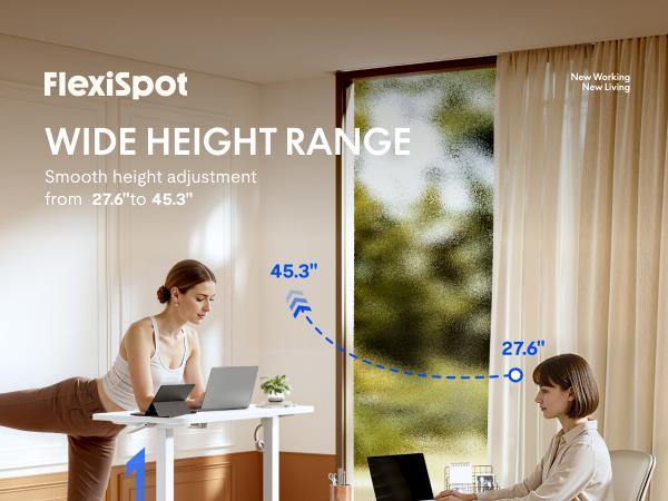 FLEXISPOT H7 PLUS Gas Spring Adjustable Standing Desk Mobile Rolling Sit-Stand Workstation with Wheel Cordless Manual Stand Up Desk for Small Room Home Office Bedside Work Sofa Setup Walking Pad Office