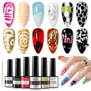 MIZHSE Poke Gel Nail Polish Set – Foundation Gel for DIY Nail Art, Easy Drawing & Painting, Classic Colors for Home Manicure