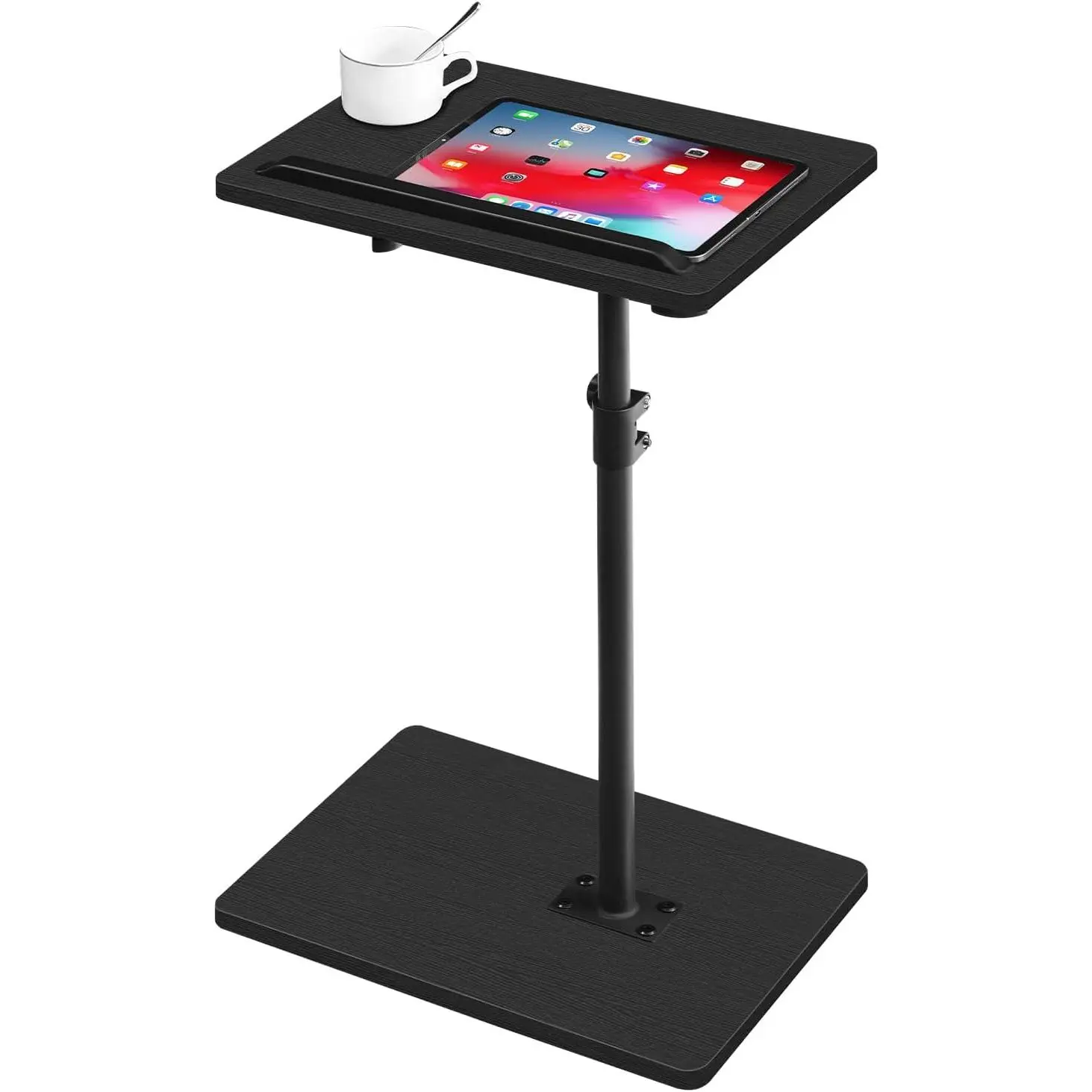 MAHANCRIS Rectangular TV Tray Table with Sturdy Stand, Height-Adjustable 360° Swivel Base, Anti-Slip Bar, Modern Home Decor Modern Furniture for Couch, Bedside (Black ETBK4501)