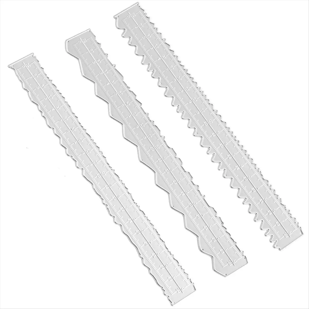 3 Styles Irregular Edge Ruler,Metal Craft Ruler Paper Tearing Ruler for Embossing with Scrapbook Jagged Edge Rulers