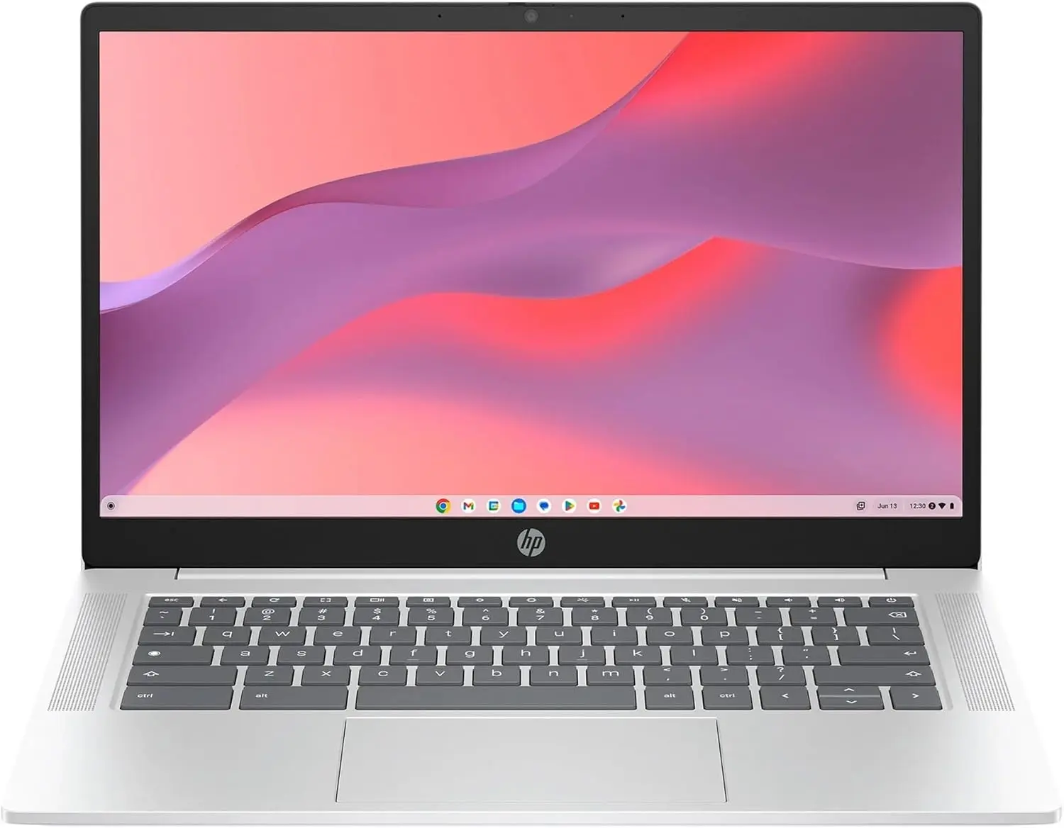HP 14" HD Display Chromebook - Intel N200 Quad-Core Processor, 4GB RAM, 128GB UFS, ChromeOS, Wi-Fi 6, 720p HD Camera, Glacier Silver Lightweight Student Computer Laptop