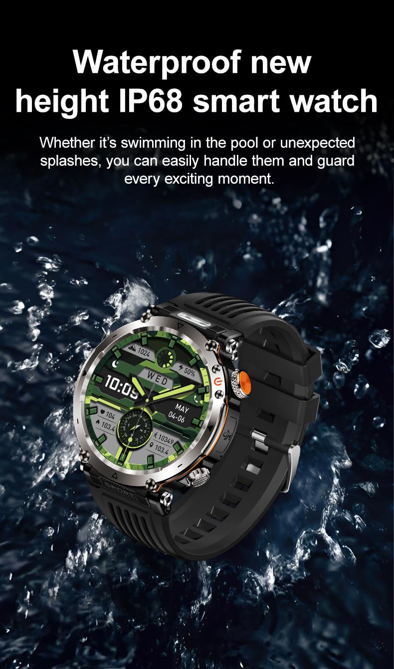 New 2026 Manly Style Smart Sports Watch LED Lights Wireless Calling Message Reminders Sports Mode Voice Assistant Weather Push Stopwatch Timer Smartwatch For Men Compatible With Android iPhone Phones