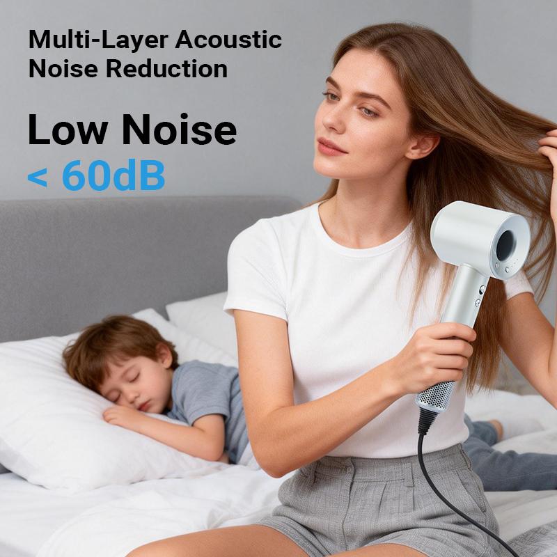 Fast-Drying High-Speed Ionic Hair Dryer with Smart Heat Control, 110,000 RPM Motor, Ultra-Quiet <60dB, Smooth & Frizz-Free Hair