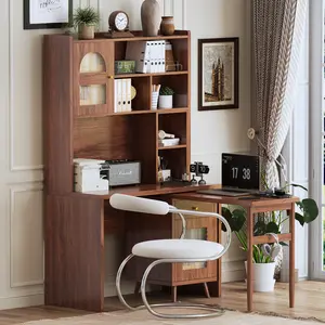 43 x 70 Inch Computer Desk with 90° Rotating Desktop, Office Desk with Storage Drawer & Cabinet, Multi-Purpose Gaming and Writing Desk with Shelves for Home Office, Study