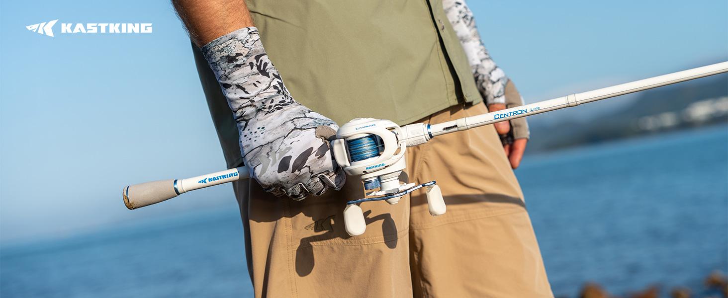 KastKing Centron Lite Casting Rod and Reel Combo, IM6 Graphite 2Pc Blanks, Stainless Steel Guides with Ceramic Rings, Contoured EVA Handles & Fighting Butt, Split or Full Rear Handle Design, 10 Models