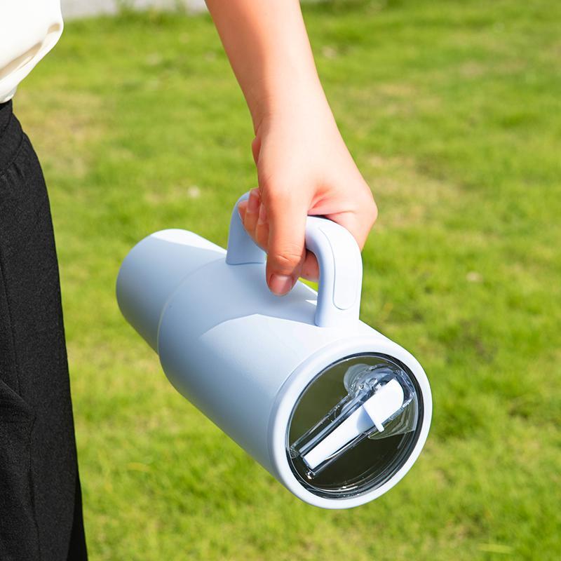 2026Year 40oz Large Capacity Stainless Travel Mug,1 Count Portable Vacuum Insulated Water Bottle with Handle & Foldable Straw,Drinking Cup for Home Office Outdoor Camping,Drinkware,Car,Vacuum Insulated Tumbler stainless steel,Cold Drink Cup for Summer