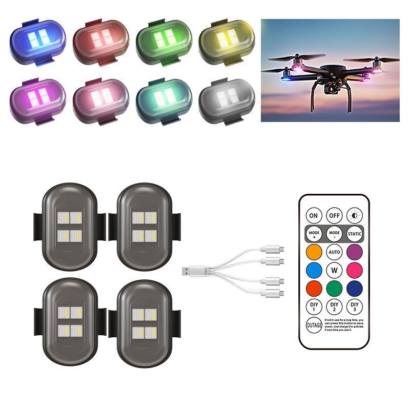 Wireless LED Strobe Light, USB Charging, IP65, Electric Vehicle Flash Aircraft Light, 7-Color Car Warning Light, Induction Universal Wireless Remote Control, Suitable for Cars, Motorcycles & UAVs