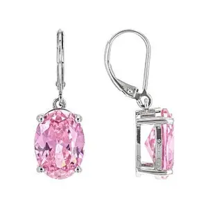 JTV Pink Cubic Zirconia Platinum Over Sterling Silver Earrings 19.70ctw