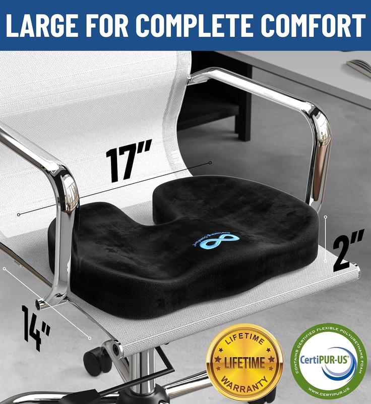 Everlasting Comfort Doctor Recommended Memory Foam Seat Cushions - HSA FSA Eligible, Sciatica & Back Support, Office Chair Cushion & Car Seat Cushion