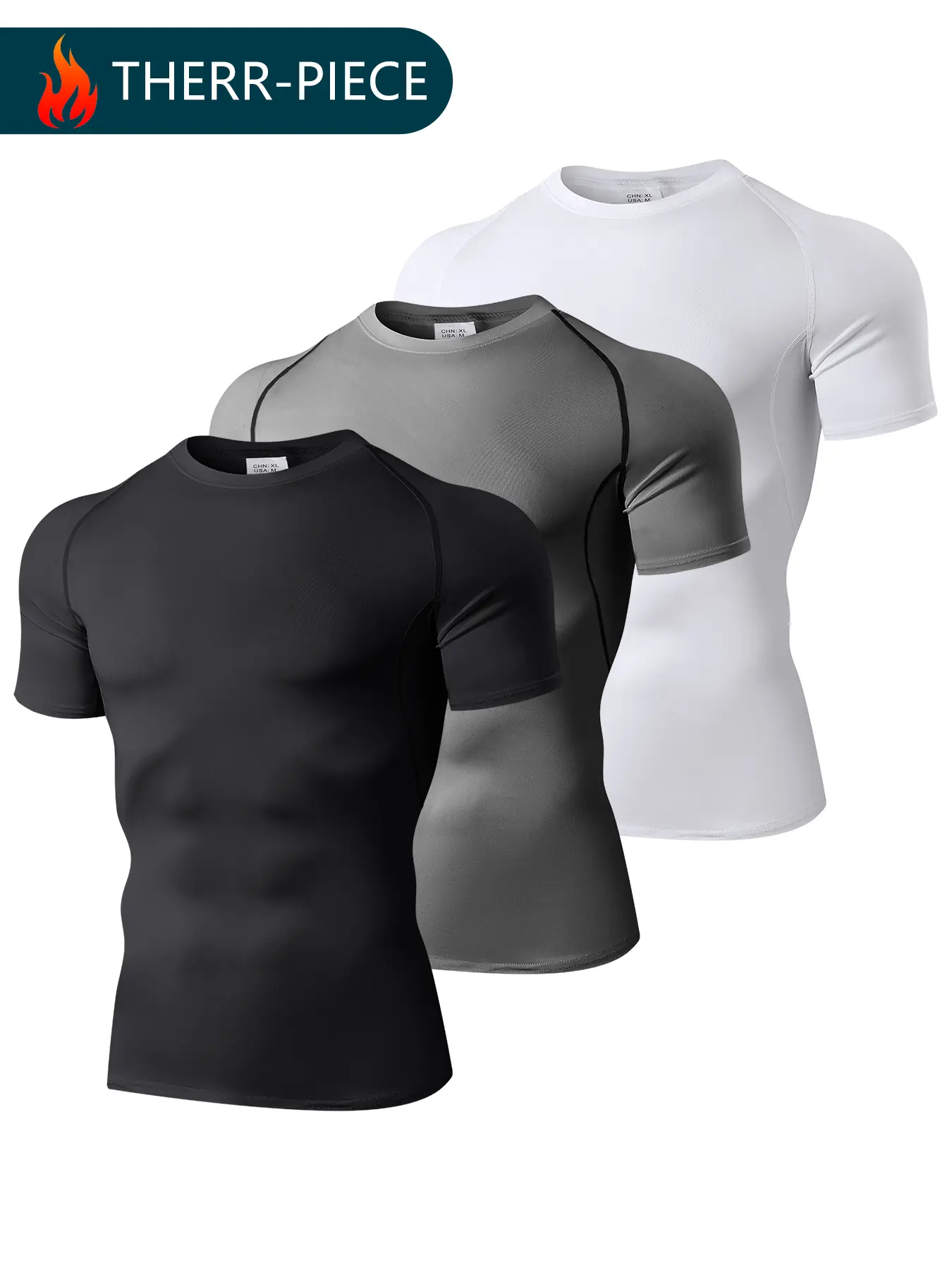 3-Pack Men's Compression Shirts, Athletic Slim Fit Short Sleeve Base Layer, Moisture Wicking Mensfashion Activewear for Sports & Workout, Athleisure Wear, Breathable Wear, Moisture-Wick, Sporty Chic