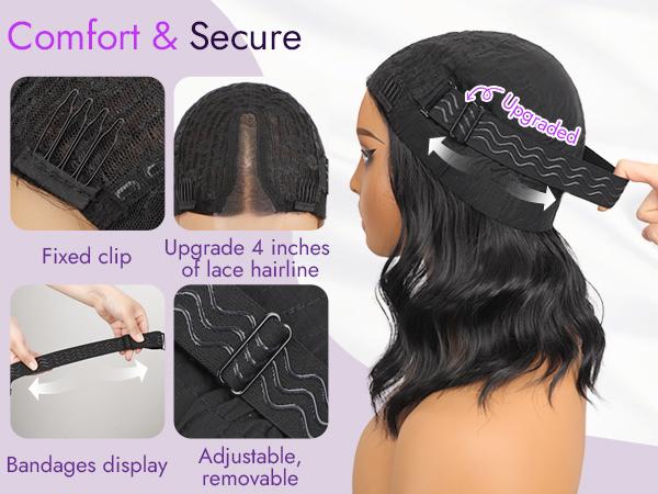 [AISI HAIR]Short Wavy Wig for Women Ombre Brown Lace Hairline Wig Bob Style Synthetic Heat Resistant - Natural Appearance for Everyday Hairstyle 14 Inch