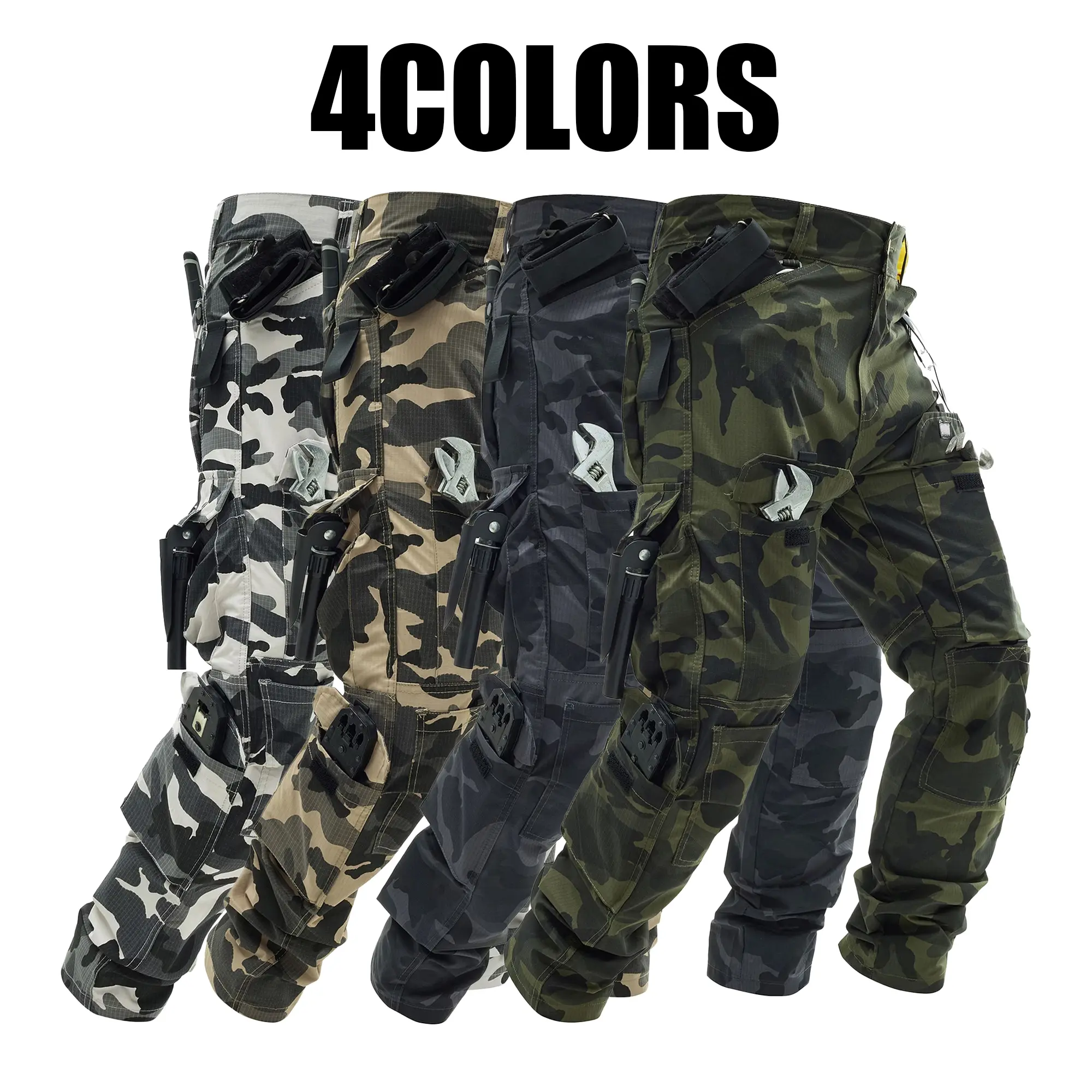 Men's Forest Camouflage Cargo Pants - Durable Windproof Adventure Pants with Drop Multi-Pocket Cargo Style, Camo Graphic Menswear for Hiking, Camping, Adventure Men's Pants backtoschool
