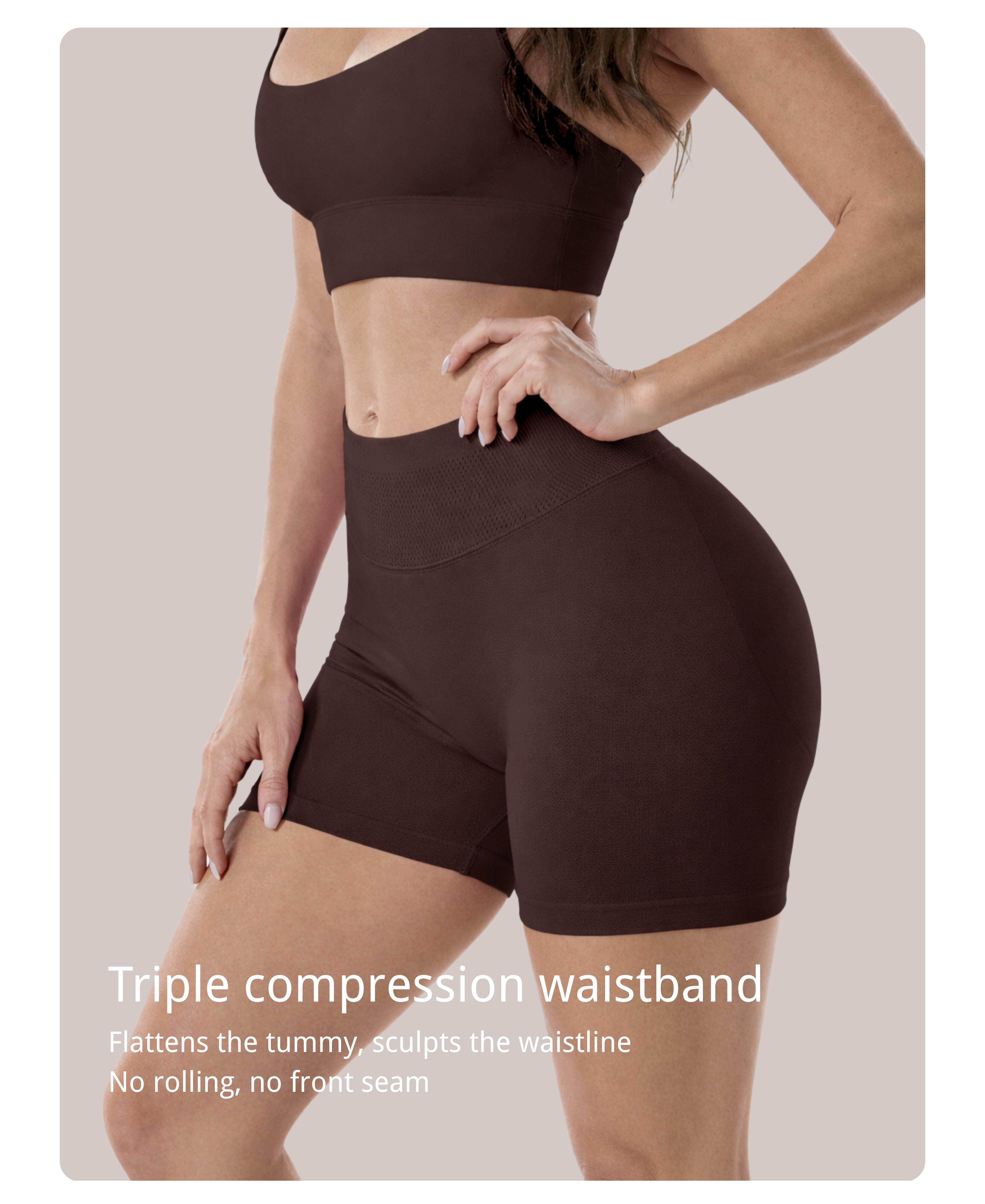 Coral Canton 2pcs Sports Shorts High Waistband Butt Lifting