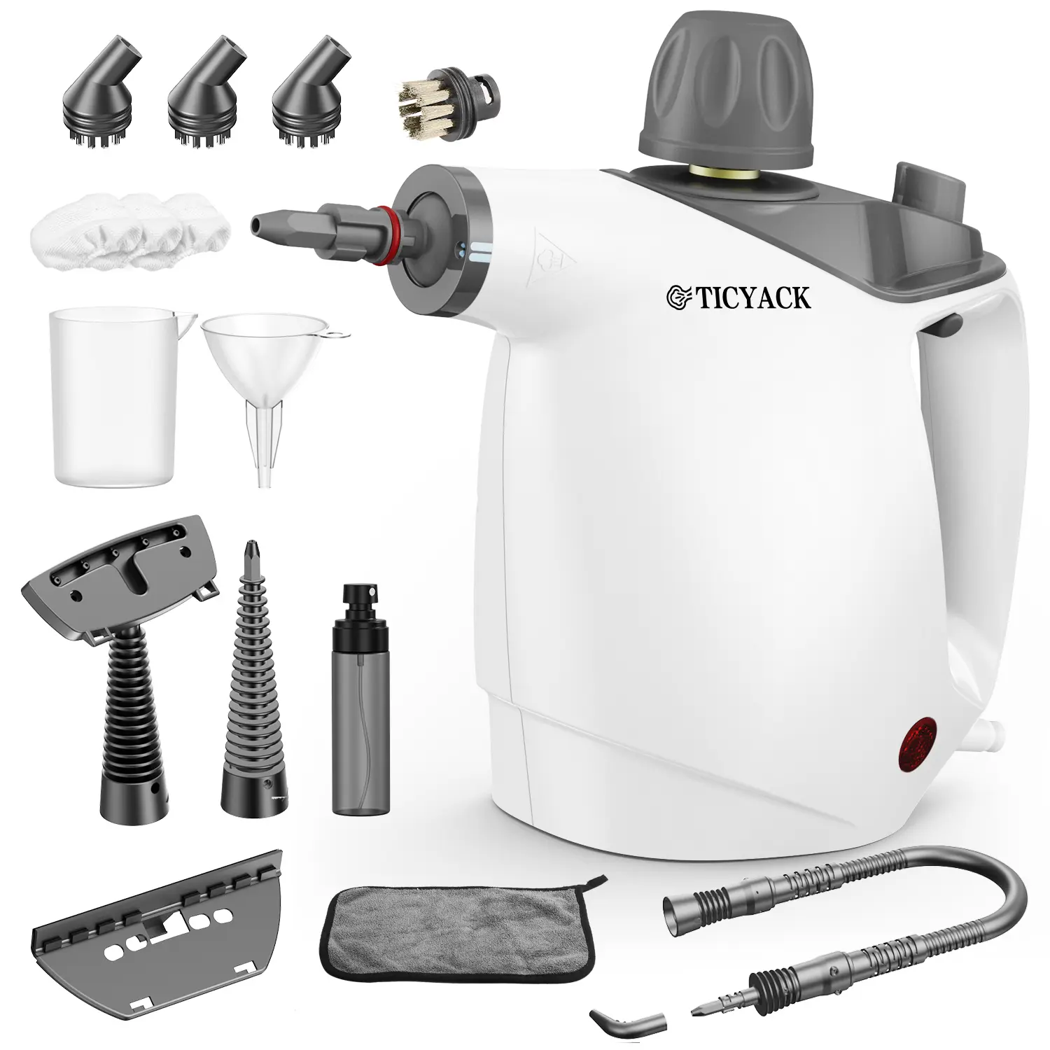 Handheld Steam Cleaner, Steam Cleaner with 16 PCS Accessory & Safety Lock, 500ML Capacity, Multi-Surface Deep Cleaning for Home, Car, Bathroom, Grout, Floor, Window (White).