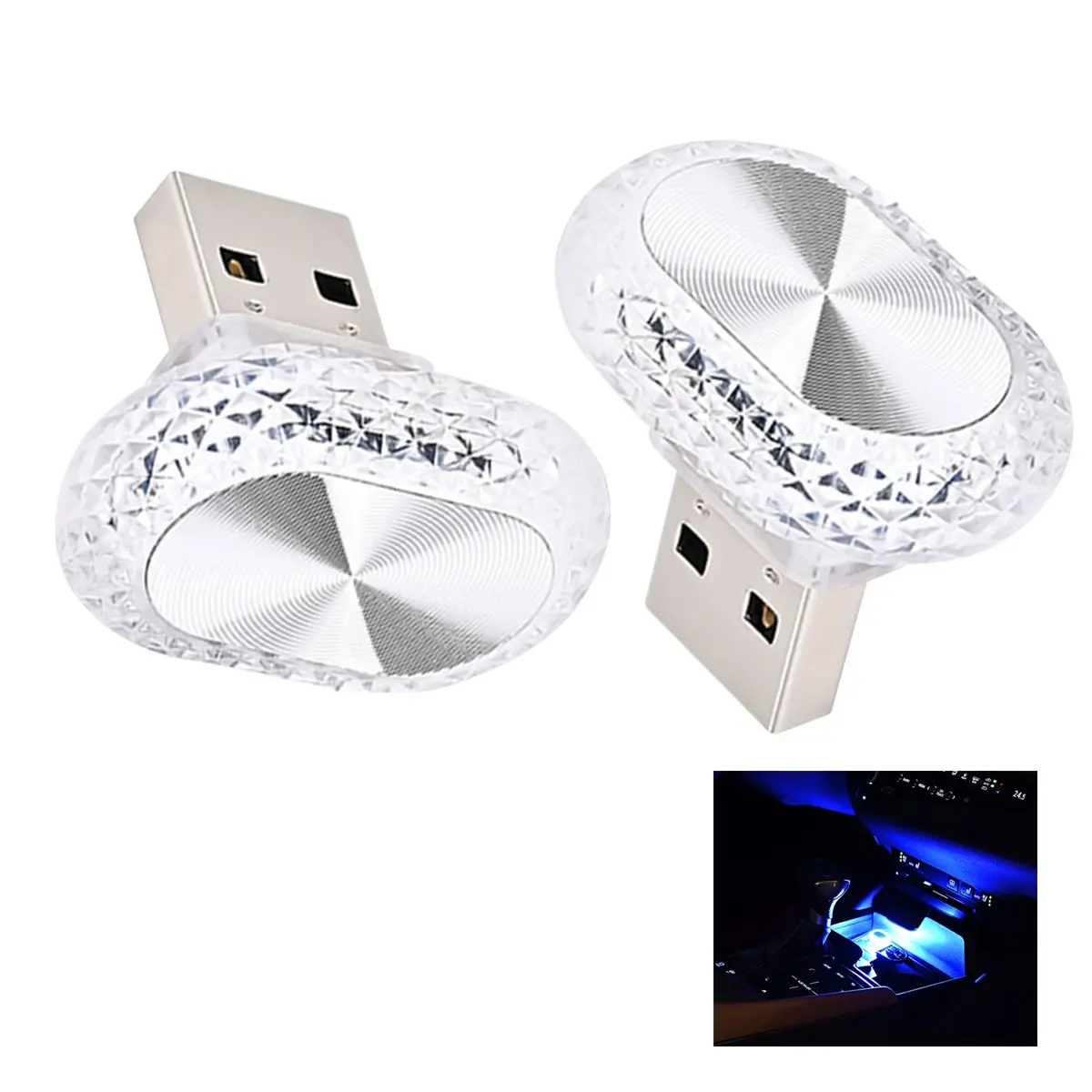 2pc Mini USB Car Light, Car LED Interior Lighting, Car Decorative Light, 5v USB Atmosphere Light, Laptop Keyboard Office Decoration, Night Lamp, Car Ambient Lighting, Car Atmosphere Lights