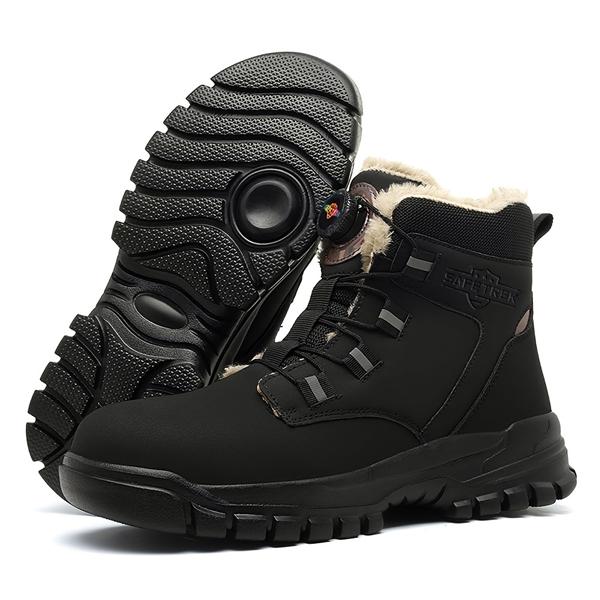 Men's Steel Toe Safety Shoes With Plush Fur Lining, Warm Insulated Design, Breathable Upper, Slip-Resistant Outsole, Soft And Lightweight Work Boots For Construction And Industry, Thoughtful Winter Gift For Men
