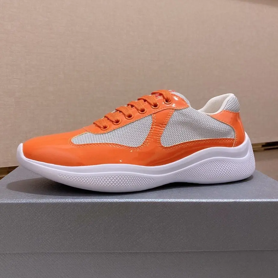 Unisex Classic America's Cup Trainers (Sizes 35-47) - Designer Genuine Patent Leather, Gray/White Mesh Surface, Multiple Colors, Casual Wear Flat Shoes, Genuine Leather,stylish,waterproof,toe