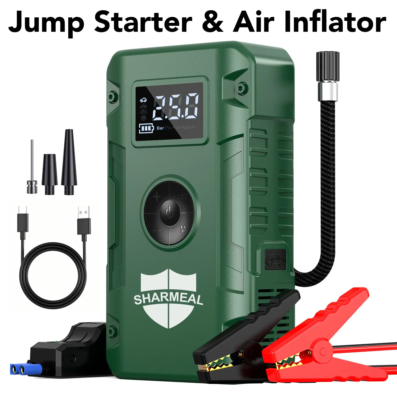 6000A Portable Car Jump Starter with Air Compressor 12VBattery Jump Starter Booster for 10 Gas and up to 9.0LDiesel Vehicles Gasoline Engines Compact