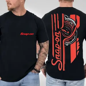 Snap-On 44 Retro Black T-Shirt, Double Sided Flag Racing Graphic Tee, Short Sleeve Crewneck Cotton Menswear, Gift for Racing Fans, Gift for Mechanics, Gift for Gearheads