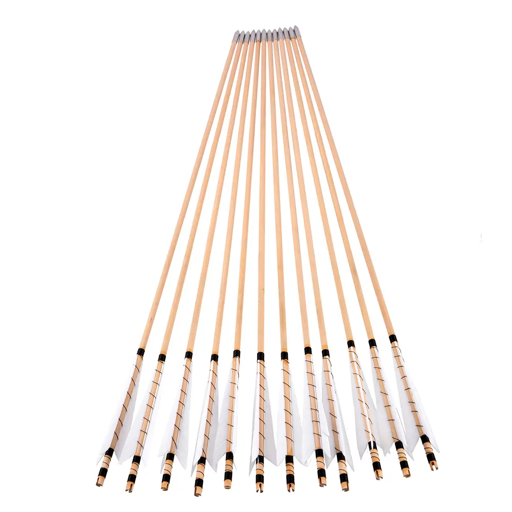 12pcs wooden arrow 5 inch arrow feather light od8mm suitable for beginners archery practice use novice veteran universal outdoor sports goods with arrow