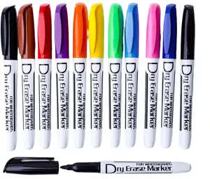 Dry Erase Markers Low Odor Fine Whiteboard Markers Thin Box of 12 Assorted Colors for Easy Writing and Erasing