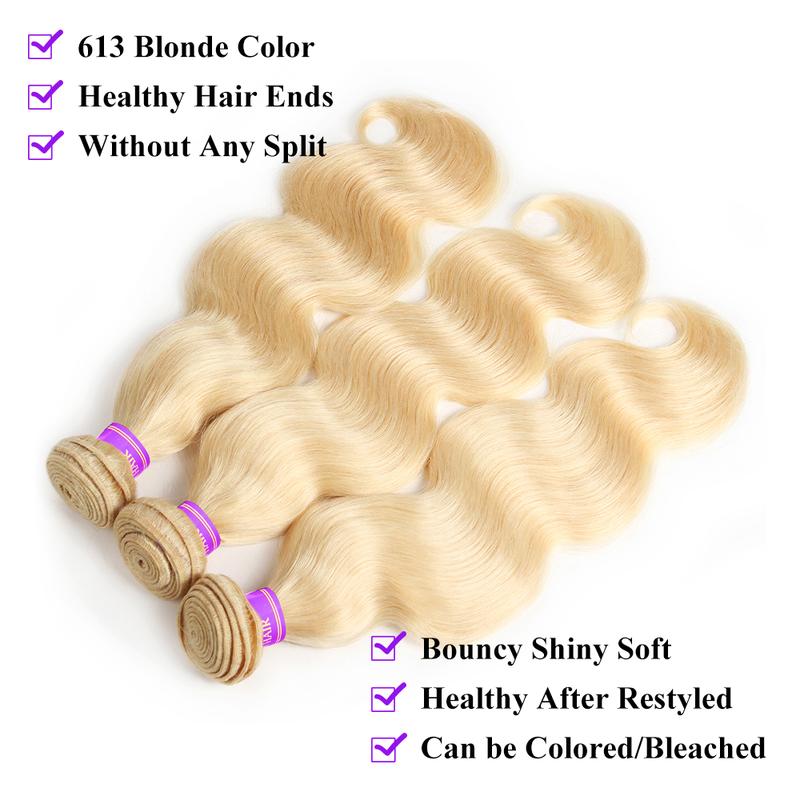 613 Blonde Human Hair Bundles 30 Inch Body Wave Human Hair Bundles Unprocessed Brazilian Virgin Human Hair Bundles Straight Human Hair Extensions 100g per Bundle 613 Blonde Human Hair Bundles 30 Inch Body Wave Human Hair Bundles Unprocessed Brazilian Virgin Human Hair Bundles Straight Human Hair Extensions 100g per Bundle