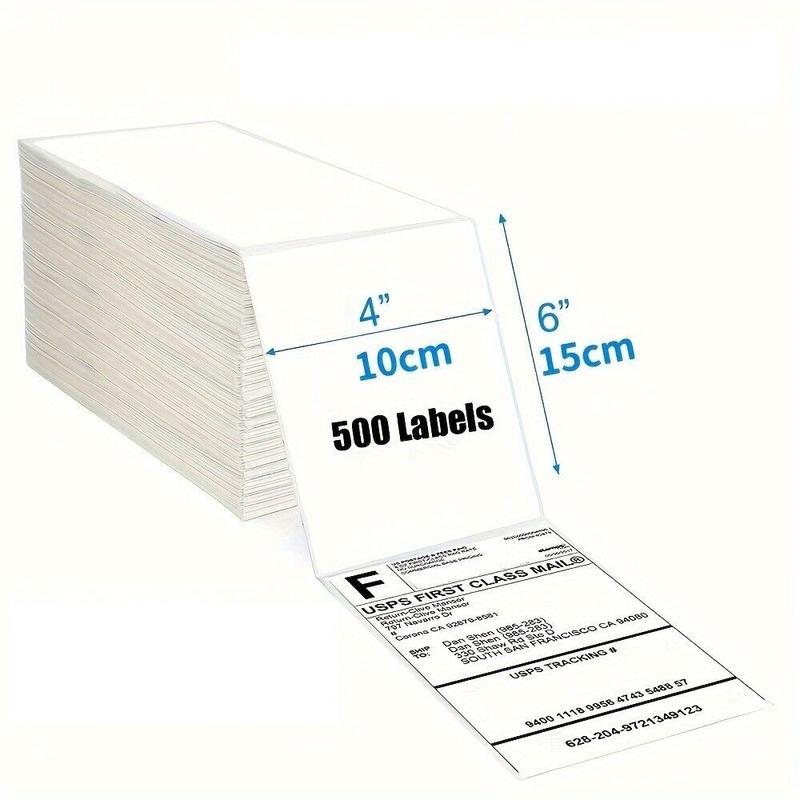 500 4x6 Fanfold Direct Thermal Shipping Labels for Zebra & Rollo Printers
