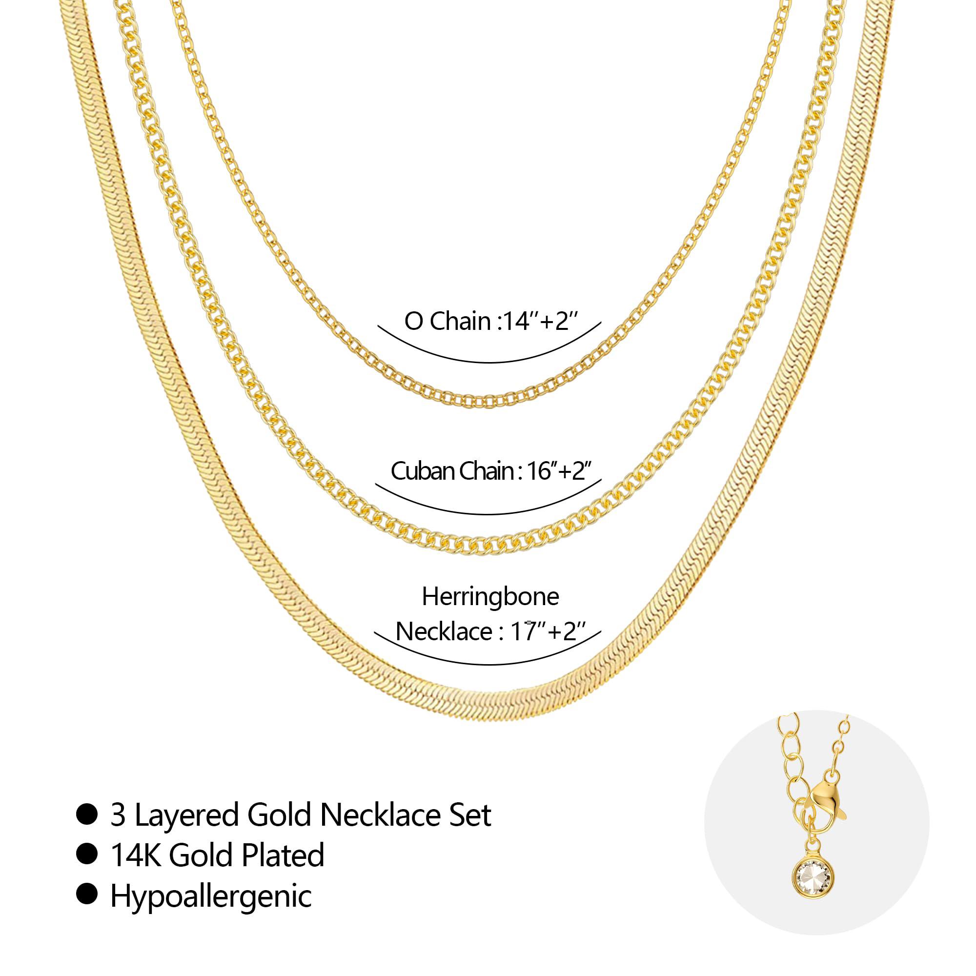 Tewiky Gold-Plated Three-Layer Necklace O Chain Cuban Chain Snake Chain Elegant Design Versatile for Various Occasions Perfect Valentine's Day Gift Tewiky Gold-Plated Three-Layer Necklace O Chain Cuban Chain Snake Chain Elegant Design Versatile for Various Occasions Perfect Valentine's Day Gift