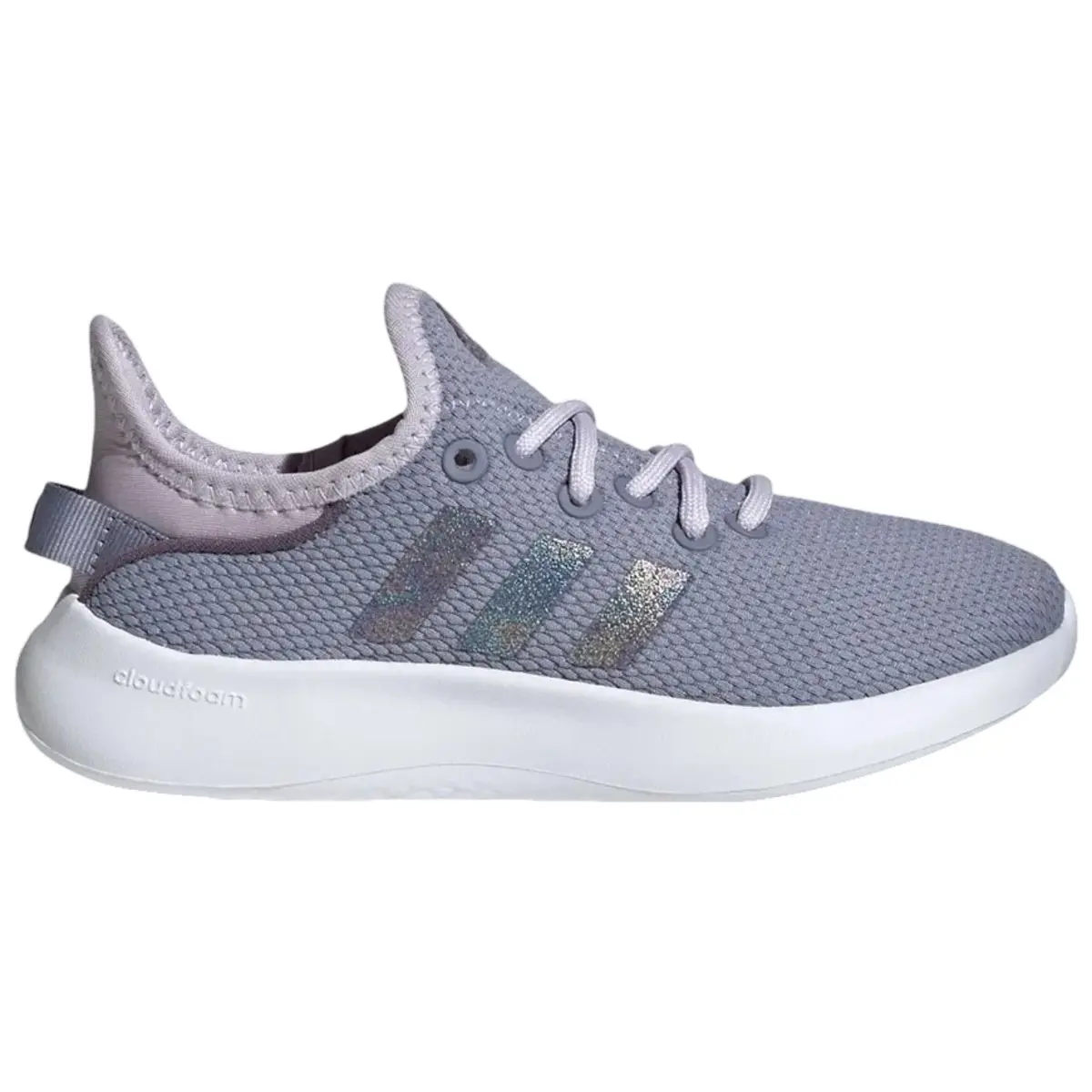 adidas Cloudfoam Pure Big Kid Silver Violet Glitter Youth Fashion Shoes New