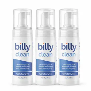 Billy Clean | Natural | Rinse Free Foaming Cleanser-Hand & Body Wash. For Sensitive Skin – Unscented - Plant based -(3 Pack) – 100% Natural for camoing, Make-up Remover , gym travel, antibacterial gel alternative