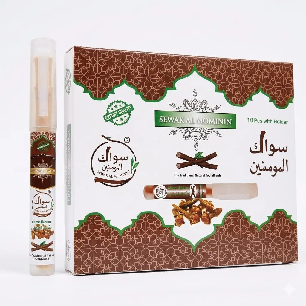 (10-Pack) Clove-Flavored Miswak Oral Care Tool - Sewak Al Mominin Toothbrushes with Premium Protective Holder, Brightening Cleansing for Friends Youth, Great Value for Regular Use