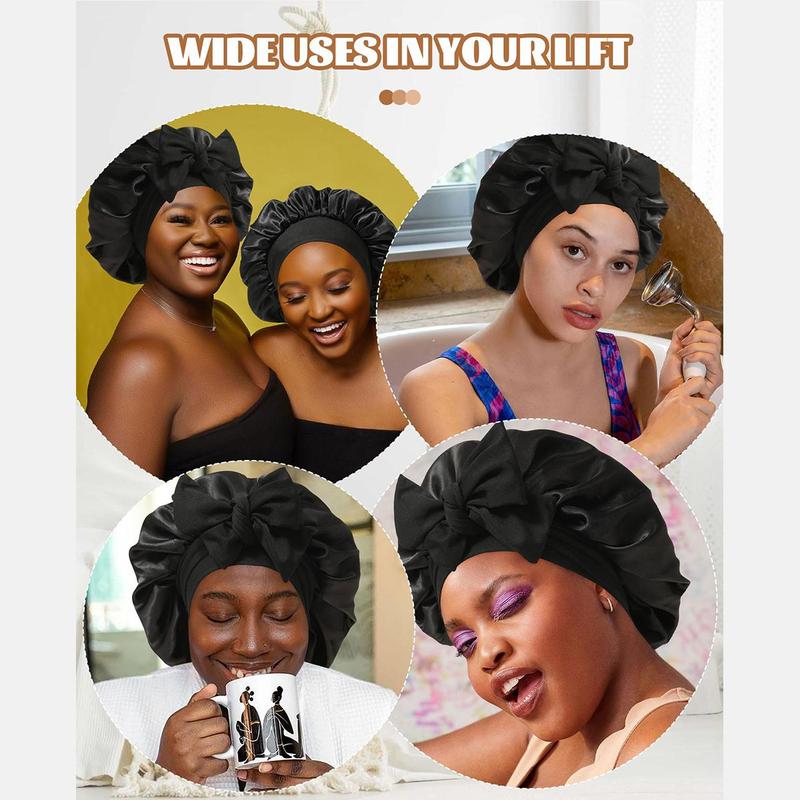 AWAYTR Reversible Satin Bonnet for Women Silk-Like Bonnets for Sleeping Hair Care Bonnet with Elastic Tie Band TikTokShopBlackFriday Double Layer Sleep Cap Hair Wrap