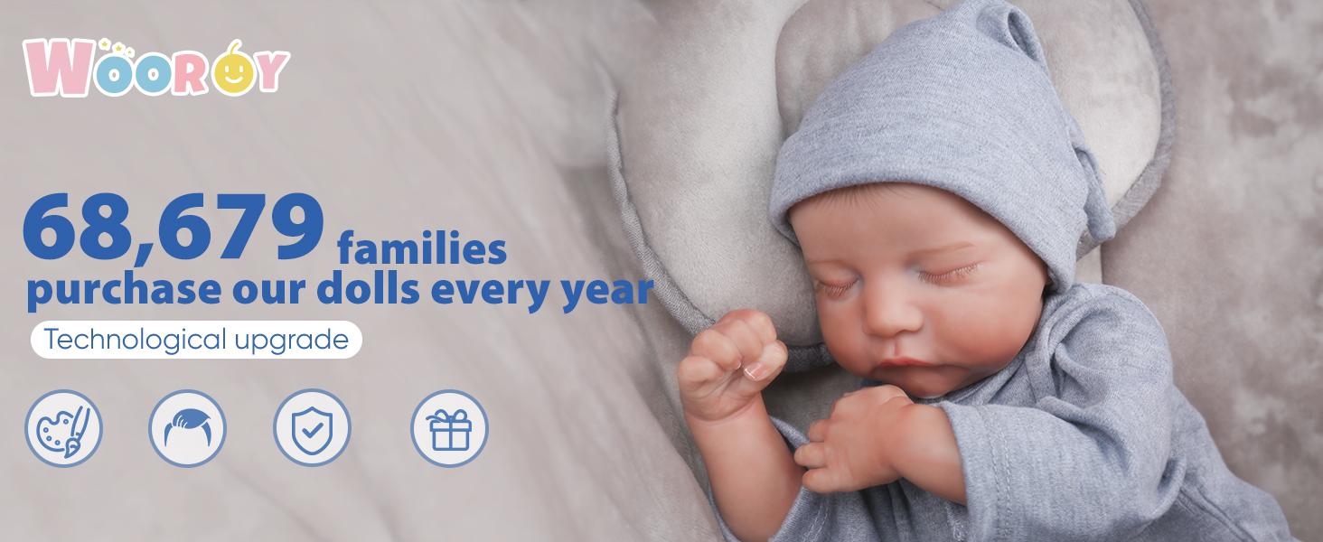 [WOOROY] Reborn Doll - Excellent Gift for Birthday Christmas Gift and New Year, 18" Full Vinyl Body Doll, Hand-painted Hair, Gift Ideas, Perfect Gift Choice for Kids Age 3+, Fake Baby Doll