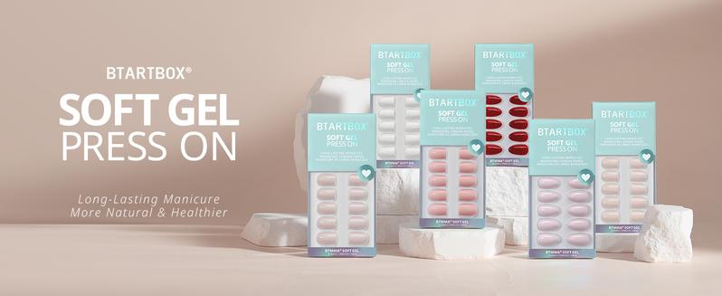 BTArtbox Press On Nails - Pastel Short Press On Nails with Glue for Women, Square or Almond Opaque Soft Gel Glue On Nails in 16 Sizes - 32 Stick On Nails Kit