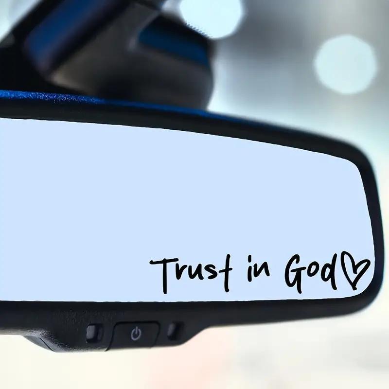 4PCS (black+white) Trust in God Car Rearview Mirror Sticker, Car Rearview Mirror Decal, Inspirational Vinyl Sticker, Ideal Christian Gift