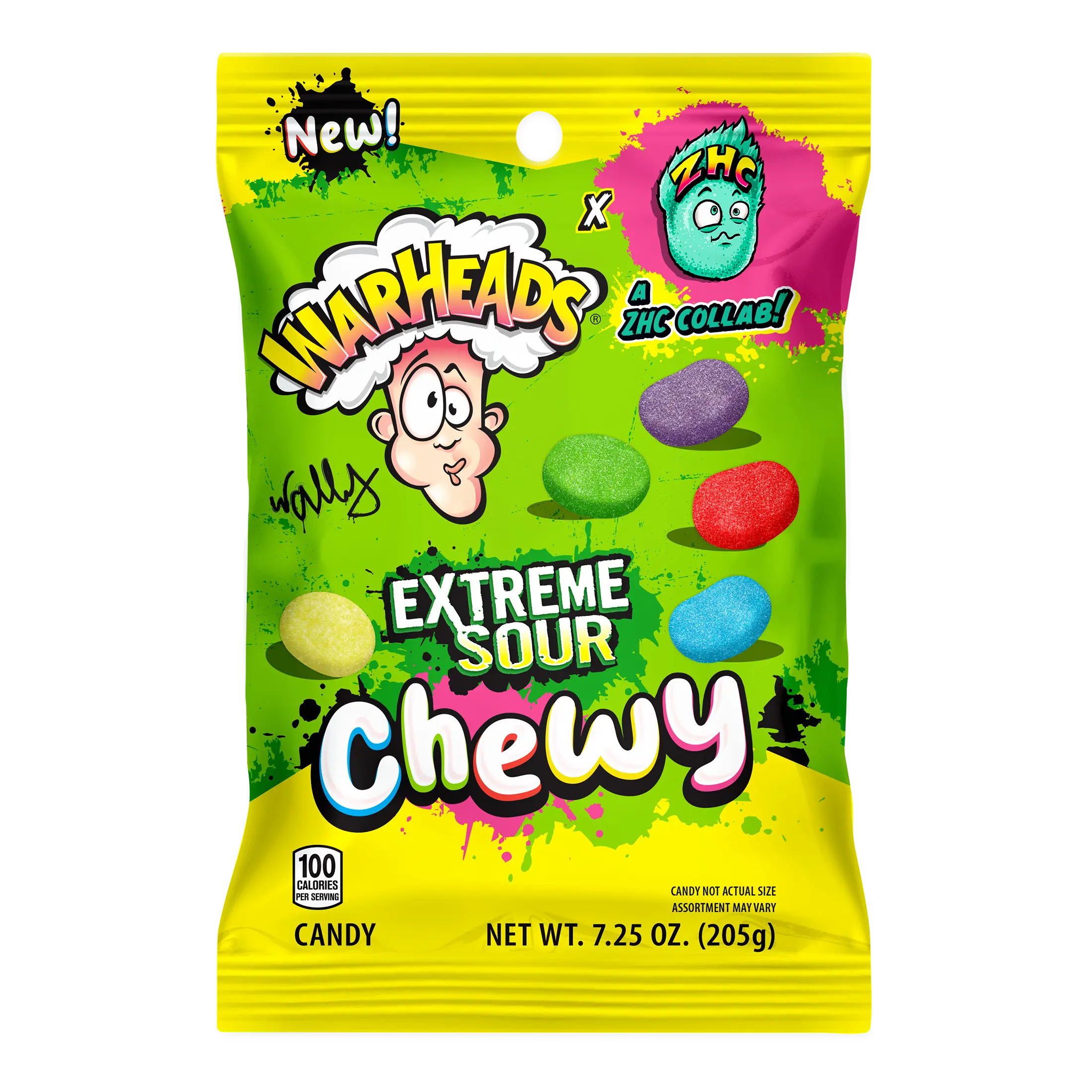 WARHEADS X ZHC EXTREME SOUR CHEWY - 7.25oz Peg Bag Candy