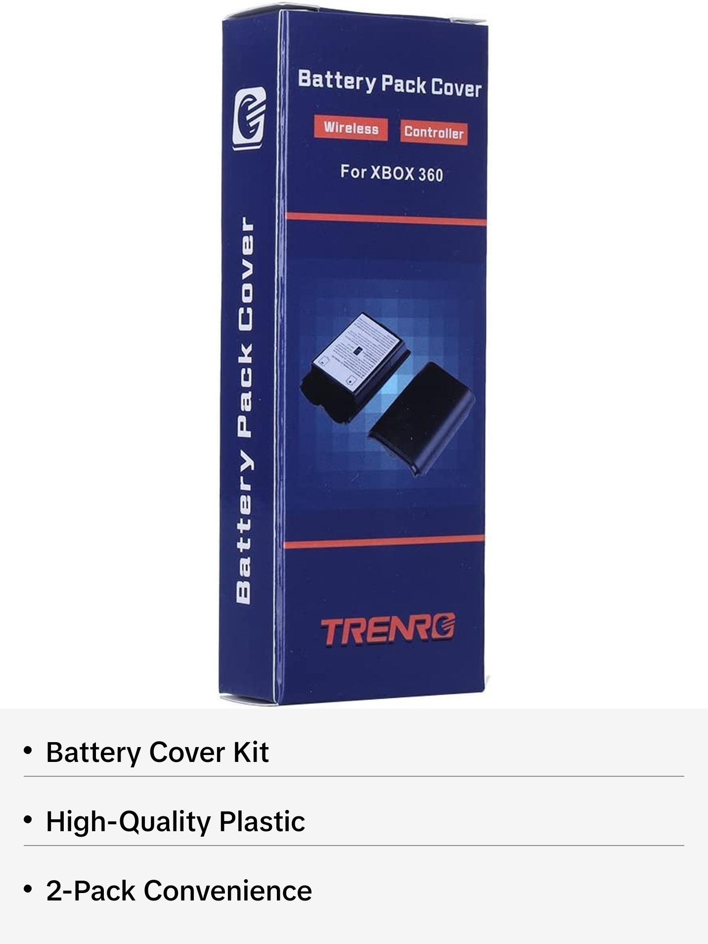 2x black battery pack cover shell case kit for an XBOX 360 wireless controller.
