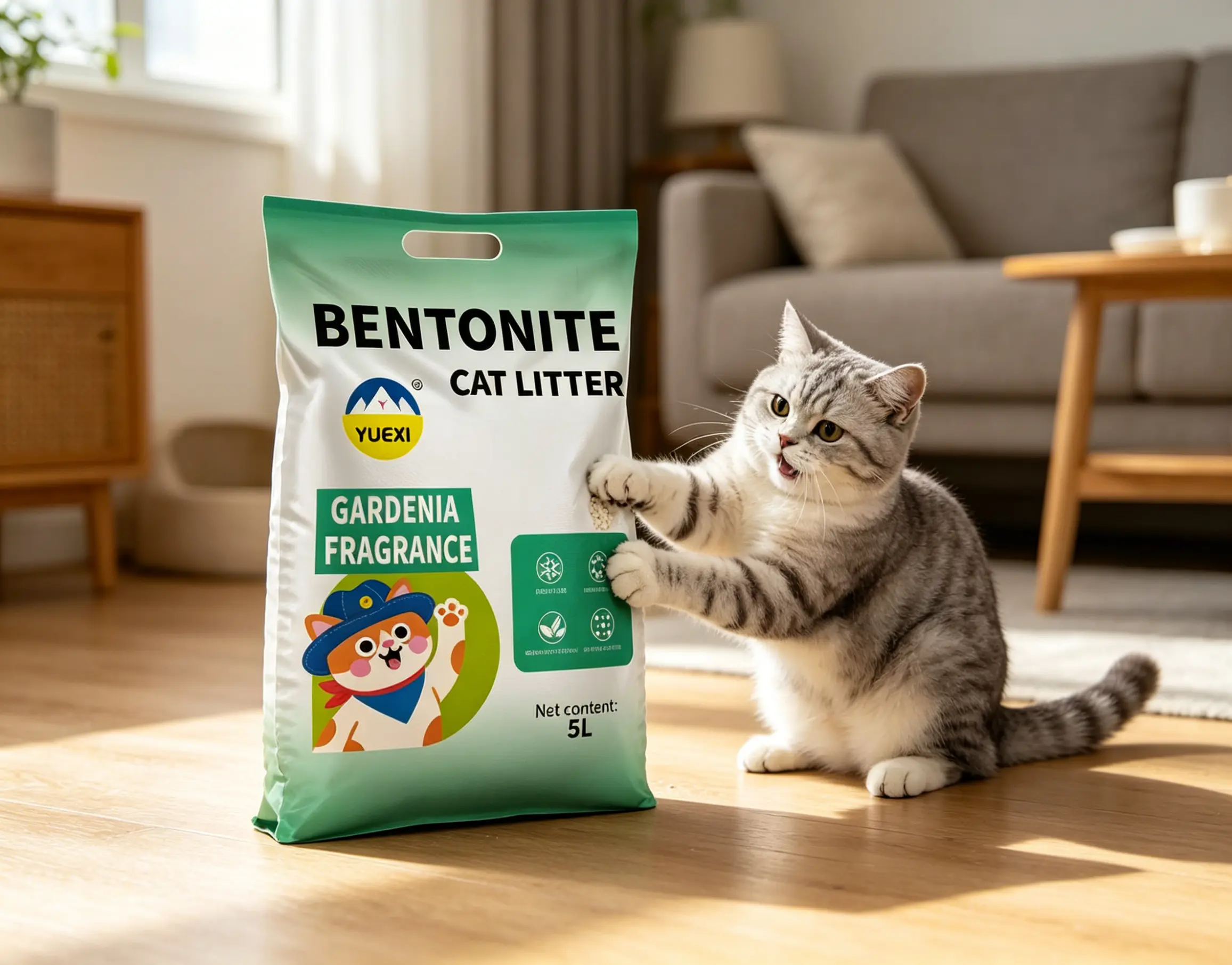 Gardenia Scented Bentonite Cat Litter - 5L (12lb), ISO-Certified, Fast Clumping, Quick Drying, Strong Odor Control, Low Dust, Lung-Gentle Formula for Daily Pet Litter Tray Use, Gentle On Lungs, Fresh